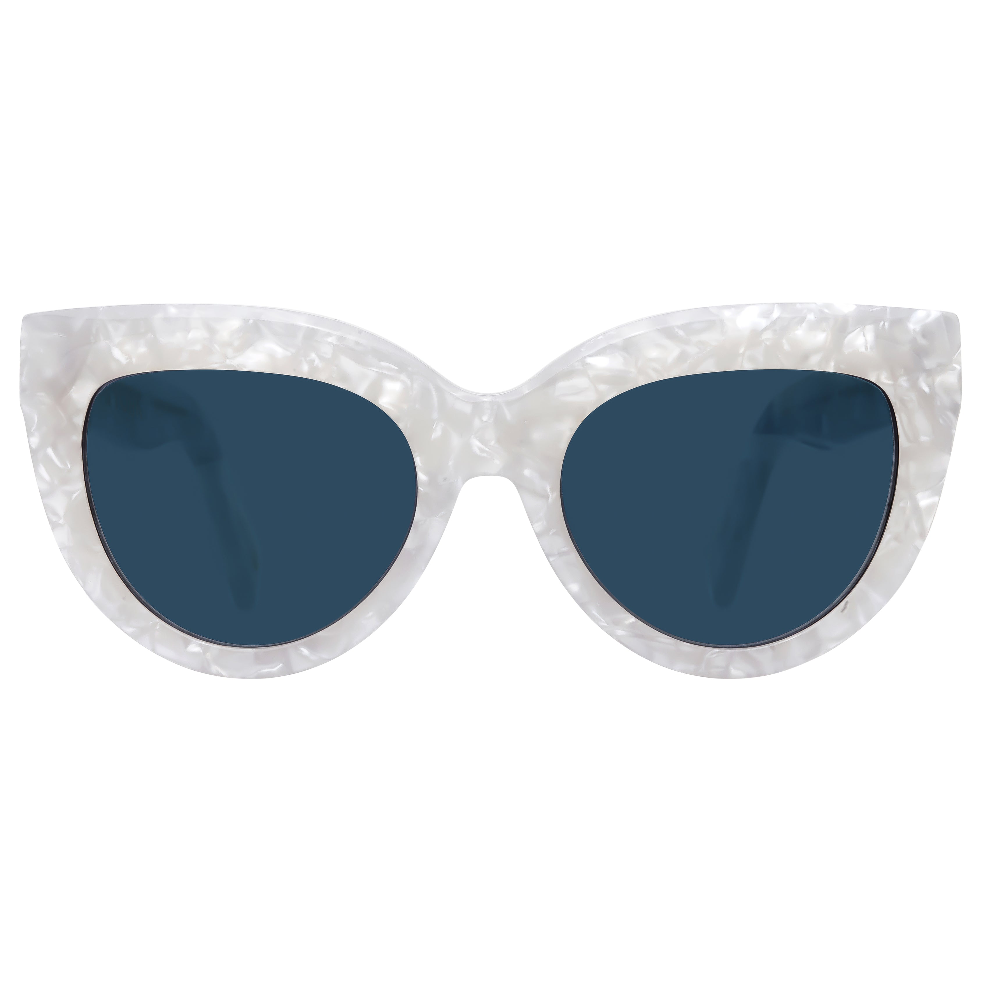 Ivory Pearl with blue lenses front