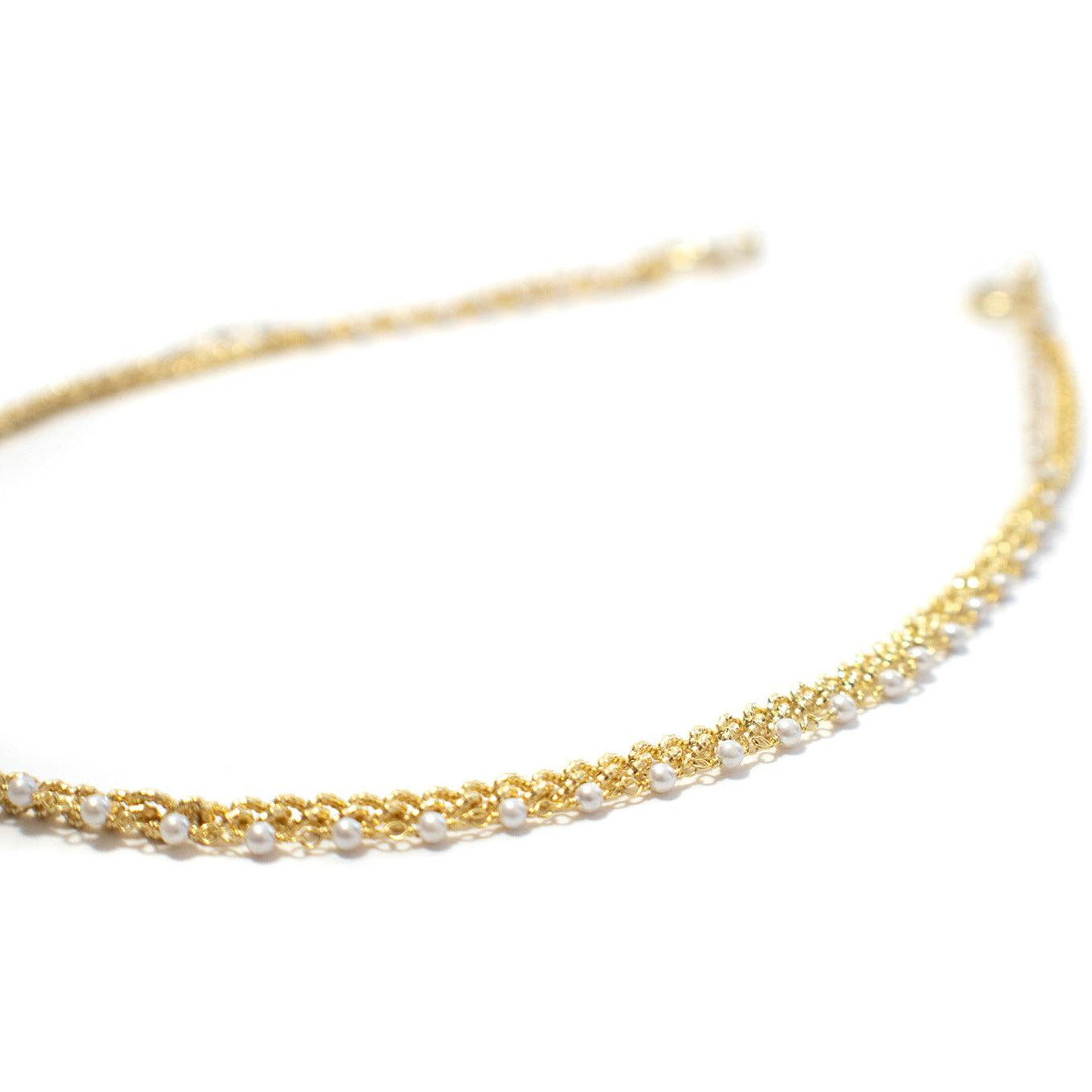 Layered Gold Chain with Pearl String from Vint & York